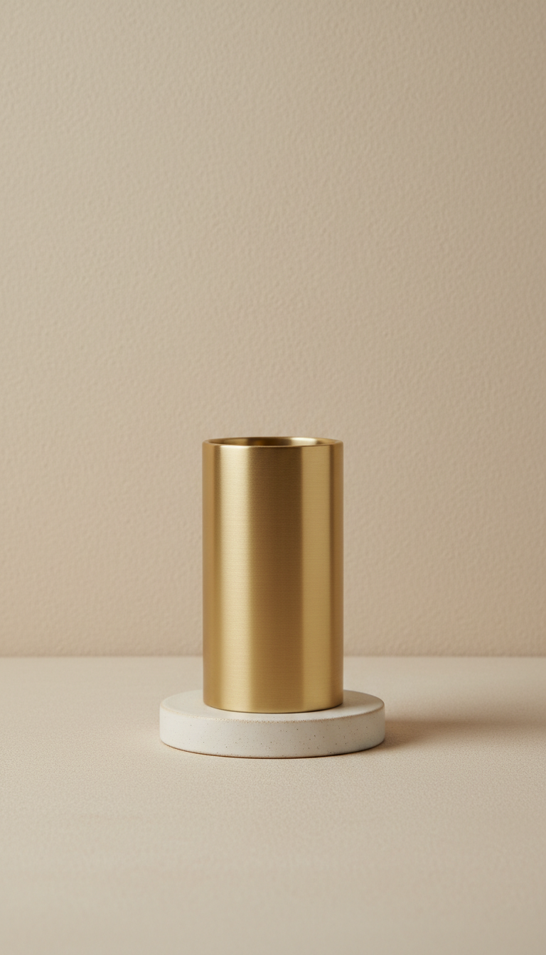 Brushed Brass Desk Pen Holder